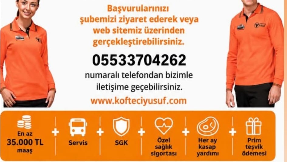 Köfteci Yusuf - ELİF SU DÜZEYLİ - Mutfak Personeli (Maaş + Yol + Yemek + Sigorta)
