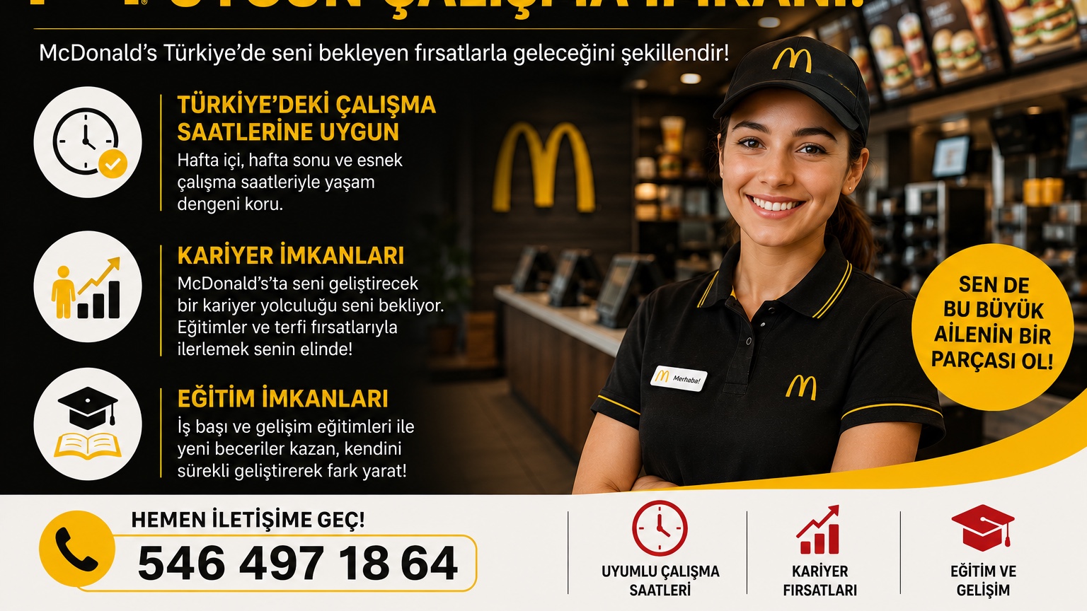MC Donalds - Ekip Üyesi (fast food) (Maaş + Yol + Yemek + Sigorta)