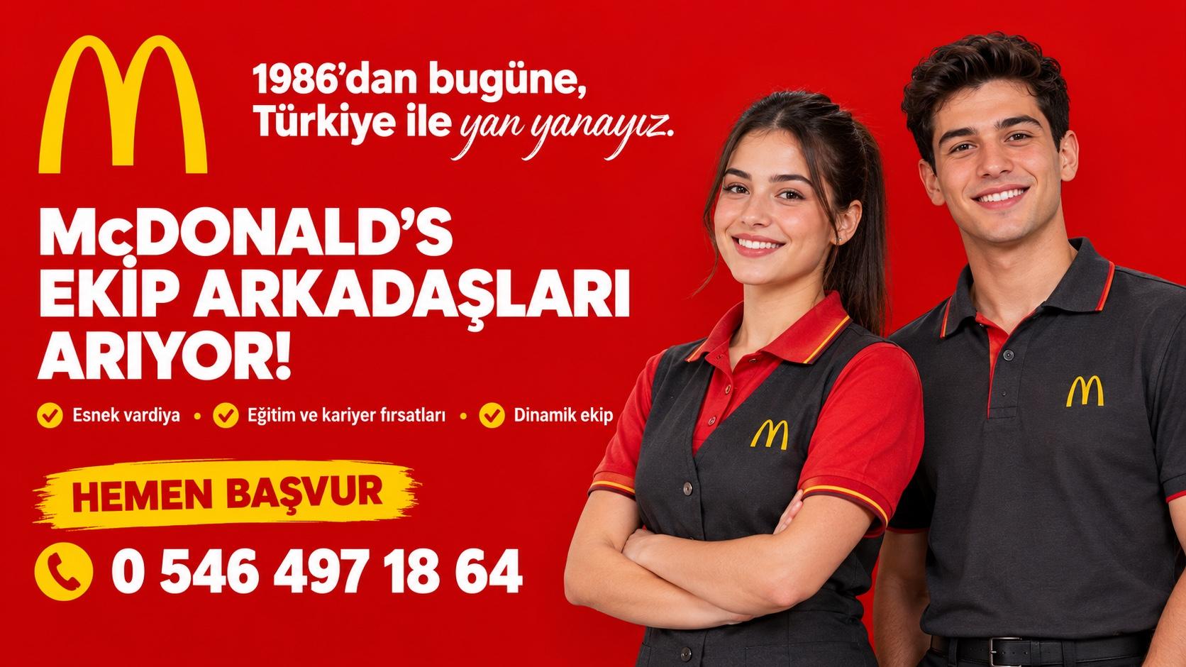 MC Donalds - Ekip Üyesi (fast food) (Maaş + Yol + Yemek + TSS)