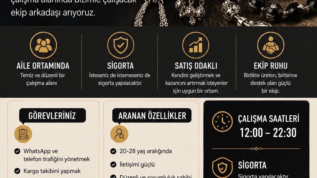 Başdurak gümüş tespih  - Satış Danışmanı (Maaş + Yemek + Sigorta)
