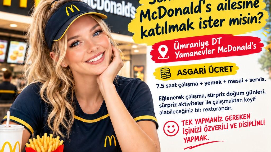 McDonald's  - Garson SERVİS ELEMANI (Maaş + Yol + Yemek)