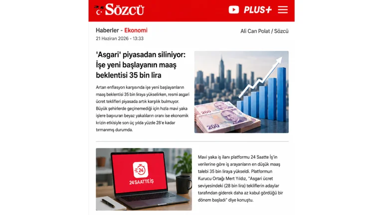Sözcü — İşe Yeni Başlayanın Maaş Beklentisi 35 Bin Liraya Yükseldi